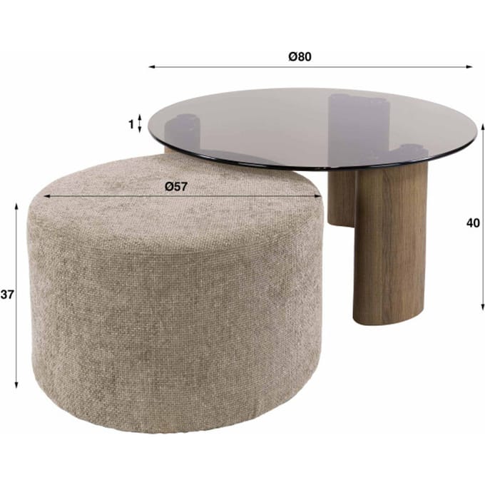 Hoyz Collection - Salontafel Tinto - Bruin - 80x80x40 cm