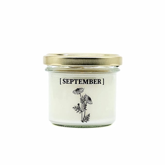 Candlelight-on - geurkaars met geboortebloem en geboortedatum - 24 september - o.b.v. sojawas en etherische oliën