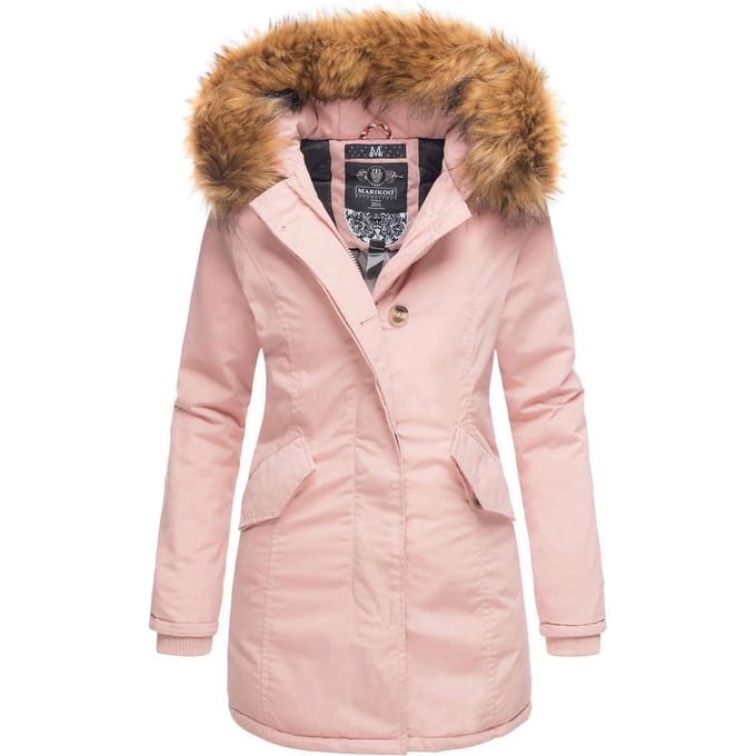 Marikoo dames winterparka met afneembare imitatiebontkraag & capuchon