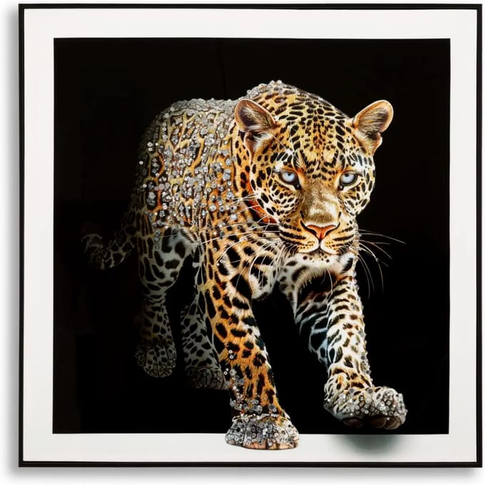 Muurdecoratie schilderij op canvas met lijst Mauro Ferretti Laccato Giaguaro A