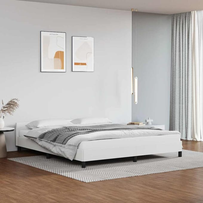 vidaXL - Bedframe - met - hoofdeinde - zonder - matras - 180x200 - cm - wit
