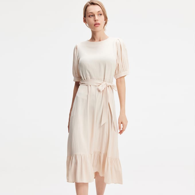 Viscose blouse-jurk met donzige zoom