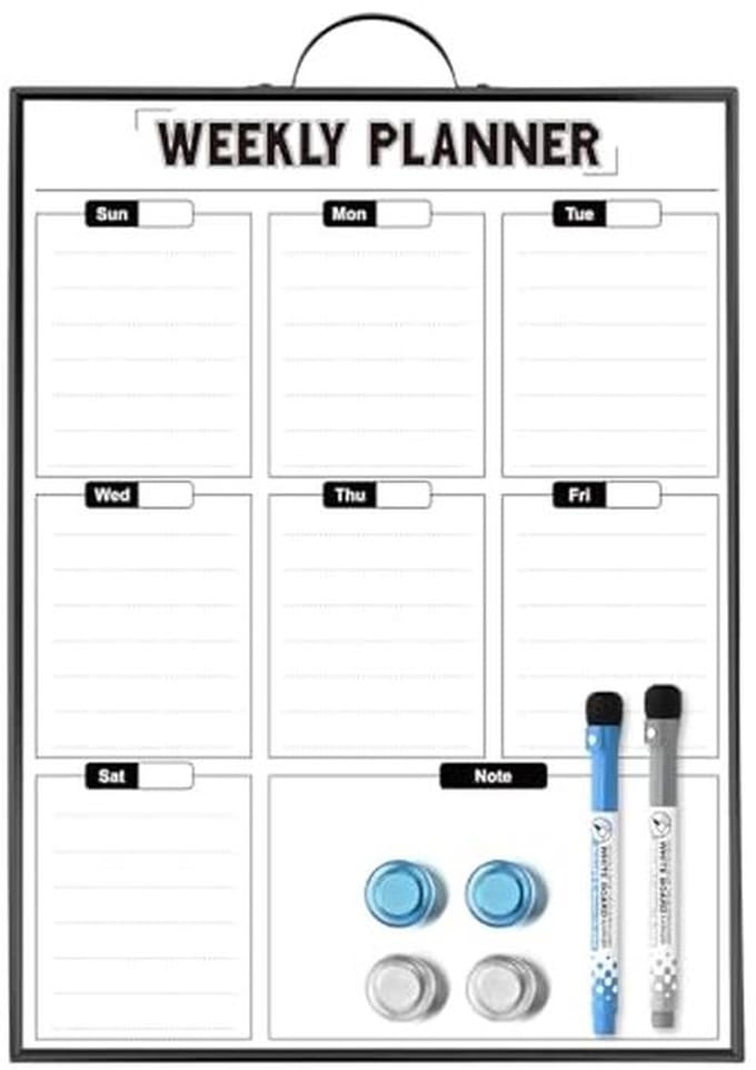 Wekelijkse Planner Droog Uitwisbare Kalender met Aluminium Frame en Handvat - 40,6 x 30,5 cm Wandkalender