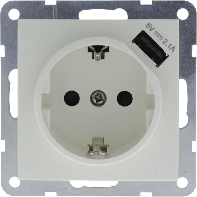 Q-Link S2 Contactdoos Randaarde Usb 2.1A 5V - Polarwit