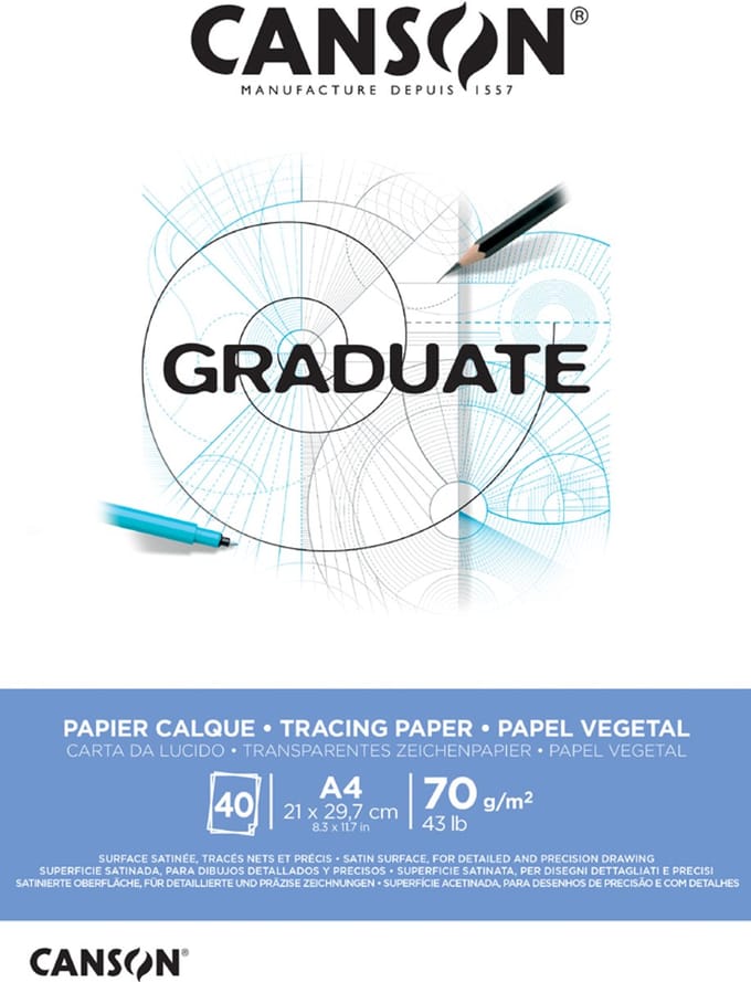 Canson Graduate Tracing Paper Pad Satin A4 70G 40 SH