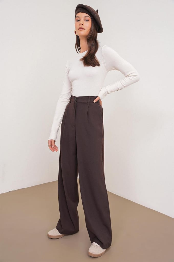 Hoge Taille Palazzo Broek met Zakken