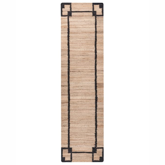 GONDIA - Vloerkleed - Beige/Zwart - 80 x 300 cm - Jute