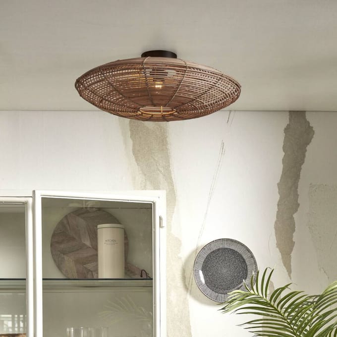 Good & Mojo Good &amp; Mojo plafondlamp Tanami, Ø 55 cm, Natur