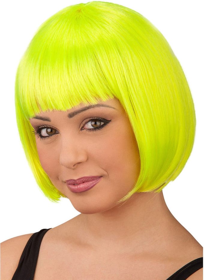 Carnival Toys Pruik Lovely Fluor Dames polyester Geel One-size