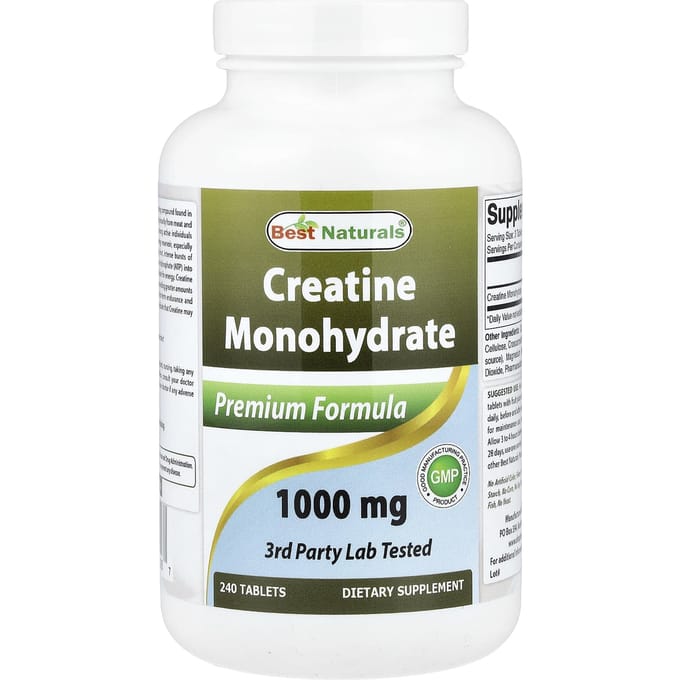 Best Naturals, Creatine Monohydraat, 1.000 mg, 240 Tabletten