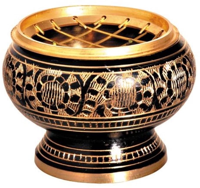Wierookbrander met netje zwart goud klein