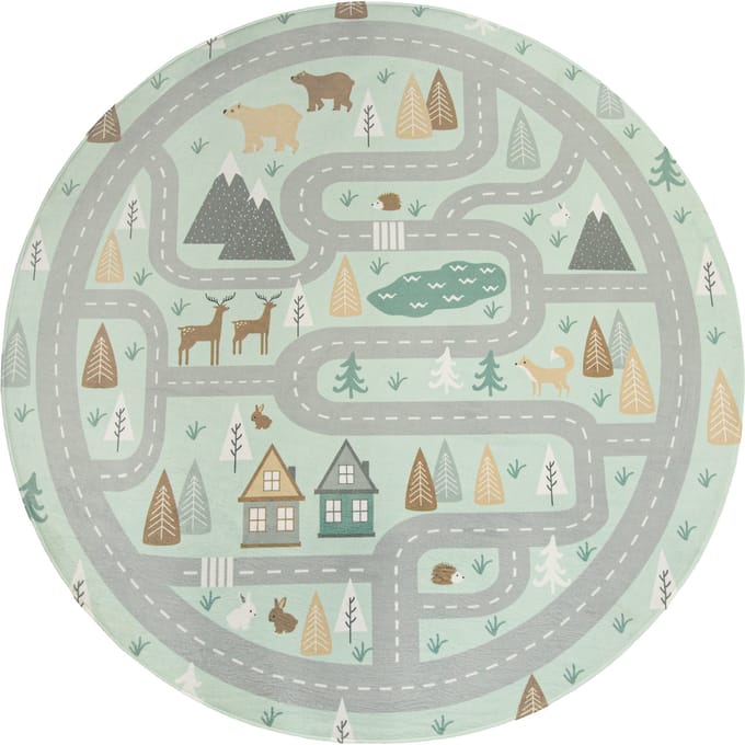 Kindertapijt wasbaar Chiko turquoise 150 cm rond