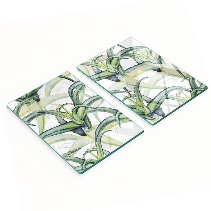 Multifunctionele decoratieve glazen borden met aloëprint 2x40x52 cm