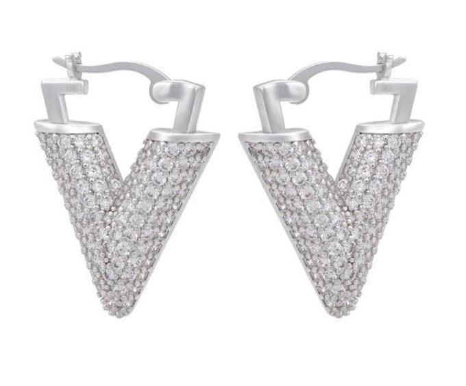Jobo By JET - V earring - Diamond v earring - Silver - Zilverkleurig