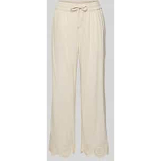 Wide leg stoffen broek met broderie anglaise, model 'Linus'