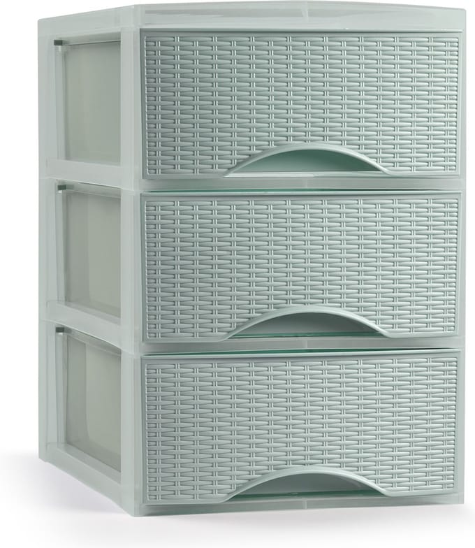 Plasticforte Ladeblokje/bureau organizer met 3x lades - mintgroen - L18 x B25 x H25 cm