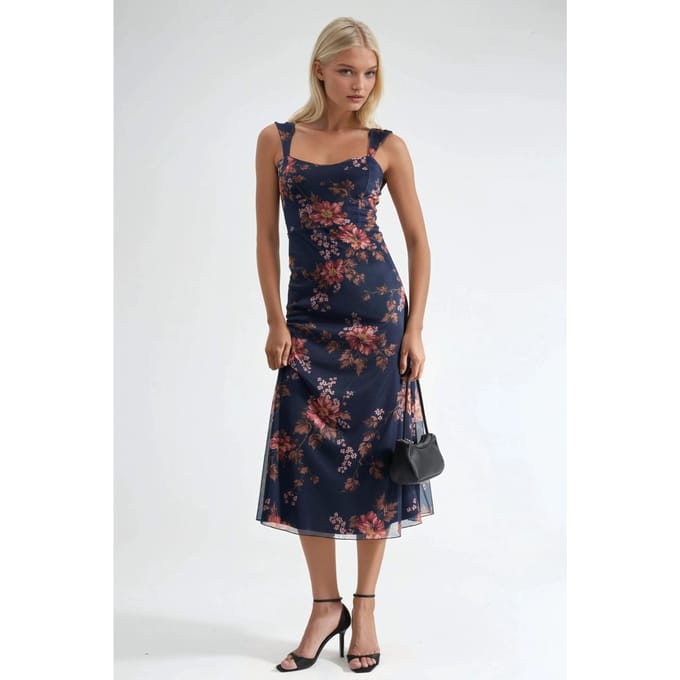 Bloemen Maxi Jurk met Hartkraag