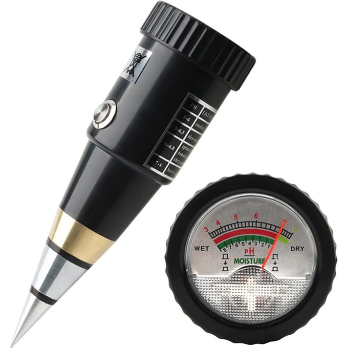 2 in 1 Bodem PH en Vochtmeter Pointer Bodem PH Tester Bodemvochtmeter met Waterdichte Pakking zwart