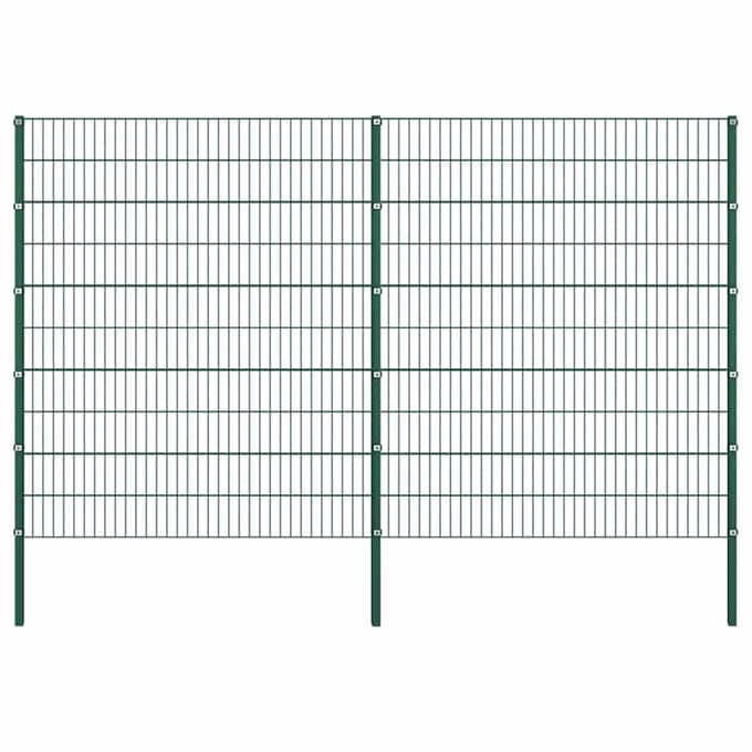 vidaXL - Schuttingpaneel - met - palen - ijzer - 349x200 - cm - groen