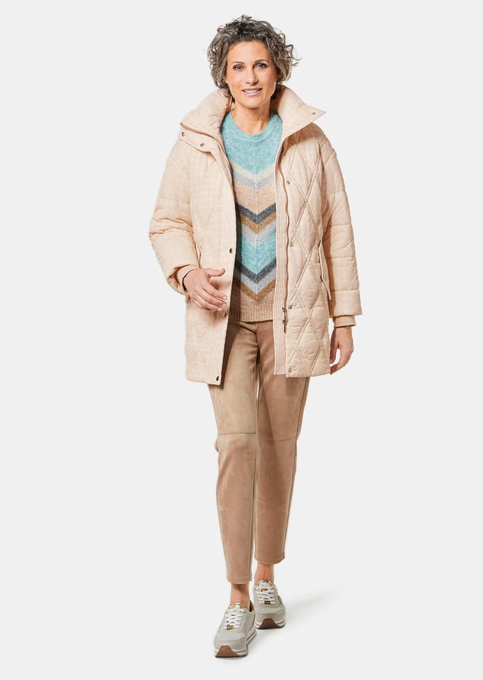 Gewatteerd jack met mooie flockprint - beige - Gr. 25 van Goldner Fashion
