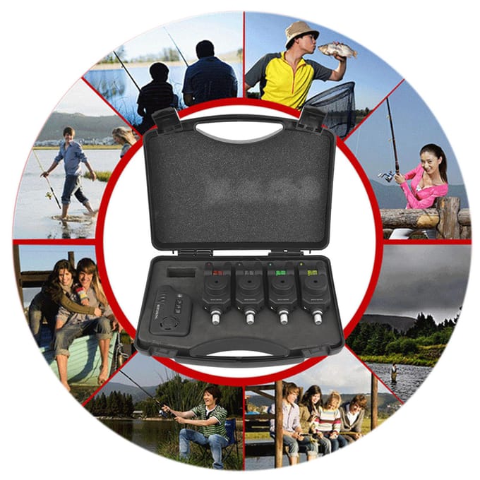 ABS Plastic Vis Electronic Vis Aanbeet Alarm Zoeker Geluidswaarschuwing Indicator black