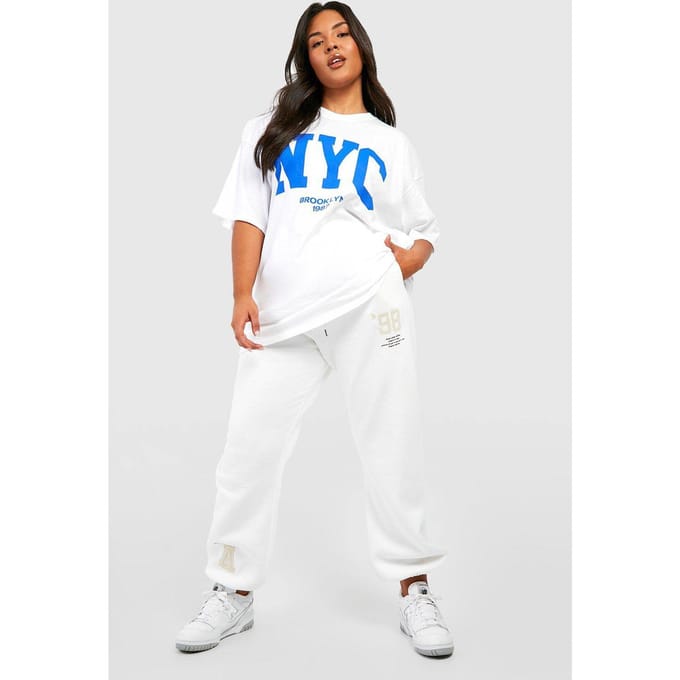 boohoo Dames Plus Nyc Oversized T-shirt | Wit | Maat: 44