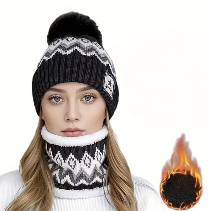 dames winter muts zwart/wit