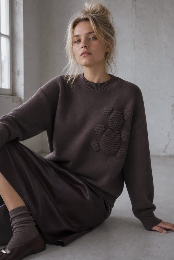 Viscose blend bear pullover 3040 | Brown - Brown / S