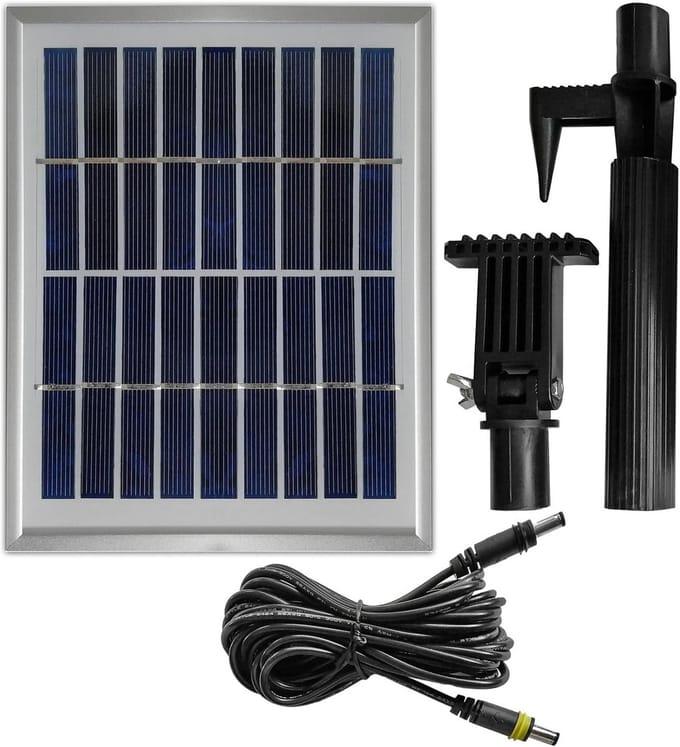 INNOVATIVE SOLAR 2.5 Watt hybrid system. Solar panel with 5 m cable for connection to 230 V power adapter, solar extension set with stable aluminium frame