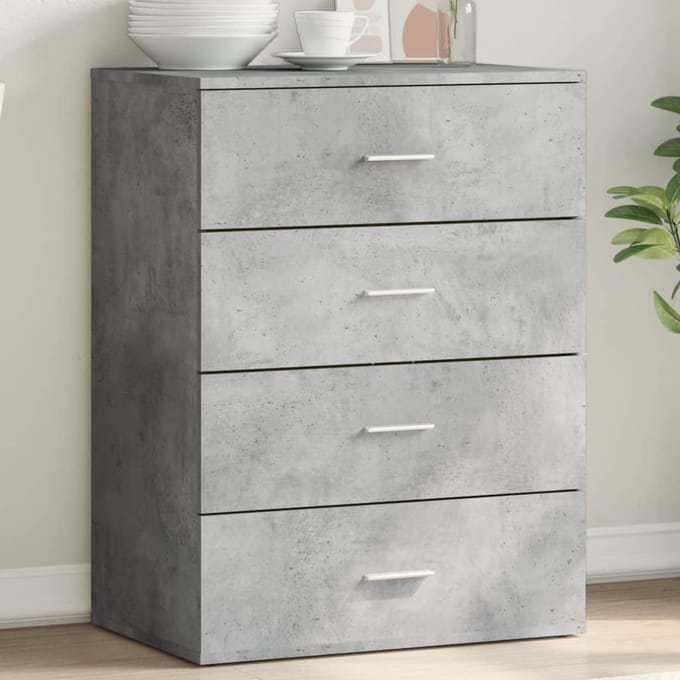 vidaXL - Dressoir - 60x39x80 - cm - bewerkt - hout - betongrijs