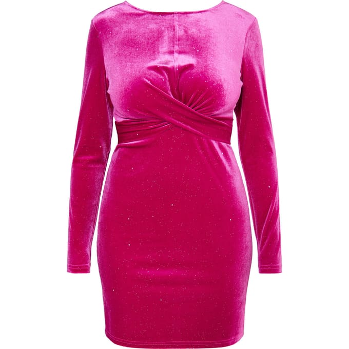 Faina Glinsterende fluwelen jurk Dames roze