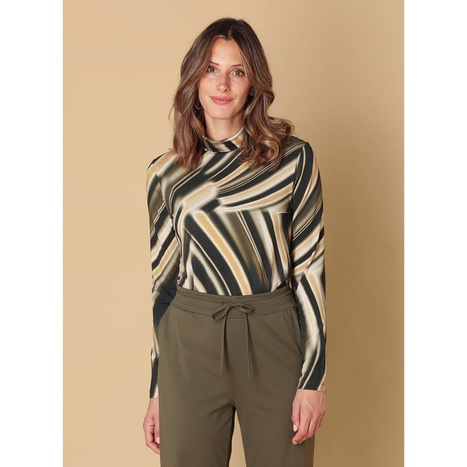 IVY BEAU Sisley Tops - Olive/Multi colour - maat 38