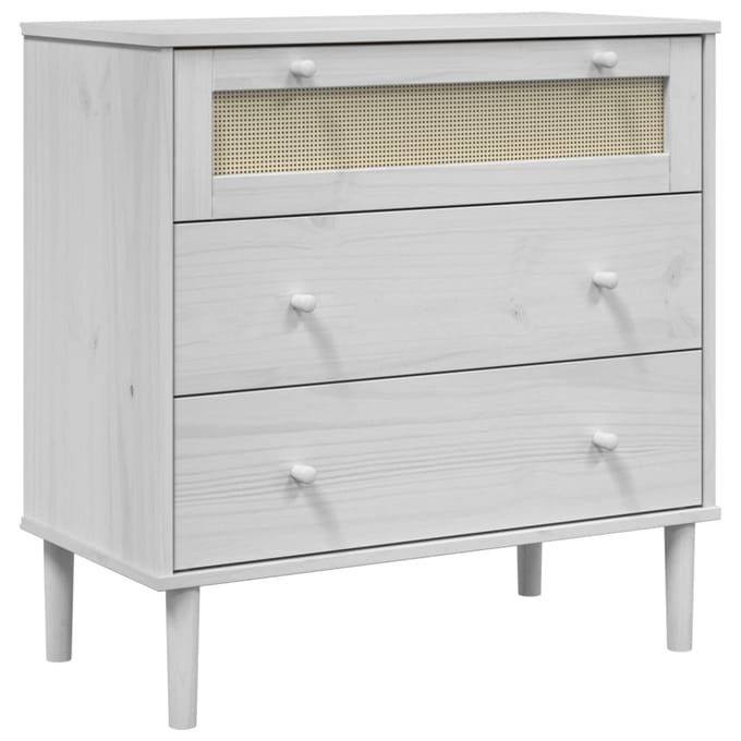 vidaXL - Ladekast - SENJA - rattan-look - 80x40x80 - cm - massief - grenenhout - wit