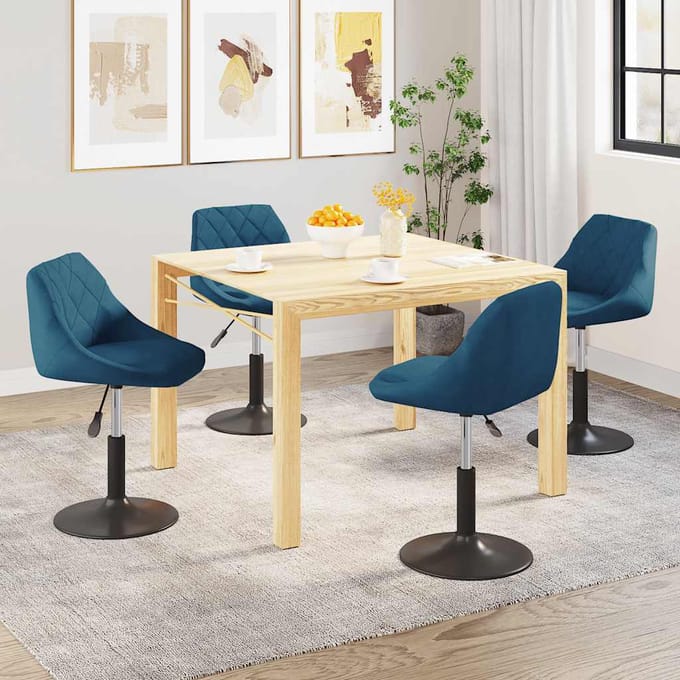 vidaXL - Eetkamerstoelen - draaibaar - 4 - st - fluweel - blauw