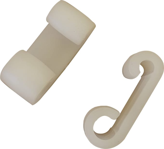 2x Dubbele haak voor elastiek - 10 / 6mm - Wit