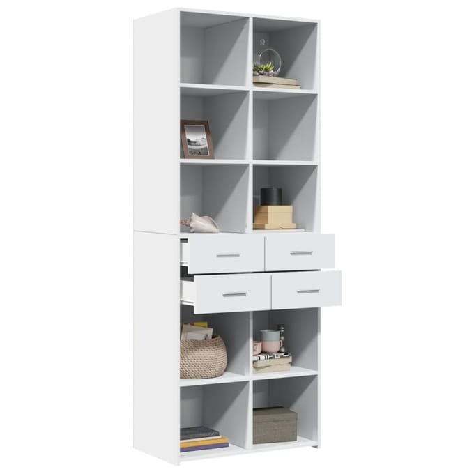 vidaXL - Hoge - kast - 70x42,5x185 - cm - bewerkt - hout - wit