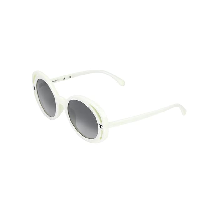 CHANEL Lunettes de Soleil Irrégulières en Acétate à Verres Dégradés pour Femmes Beige noir