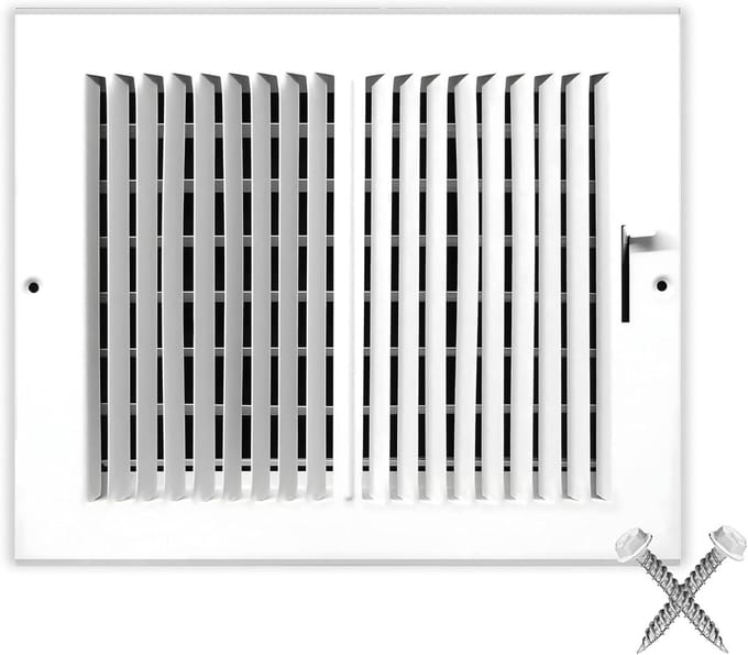 Ventilatierooster Staal - Rooster Ventilatie - Luchtstroom Regelen - Gestempeld Staal Constructie - 6" x 4" - Wit