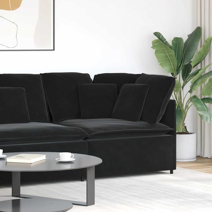 vidaXL - Modulaire - hoekmodule - bank - met - kussens - 100 - cm - zwart