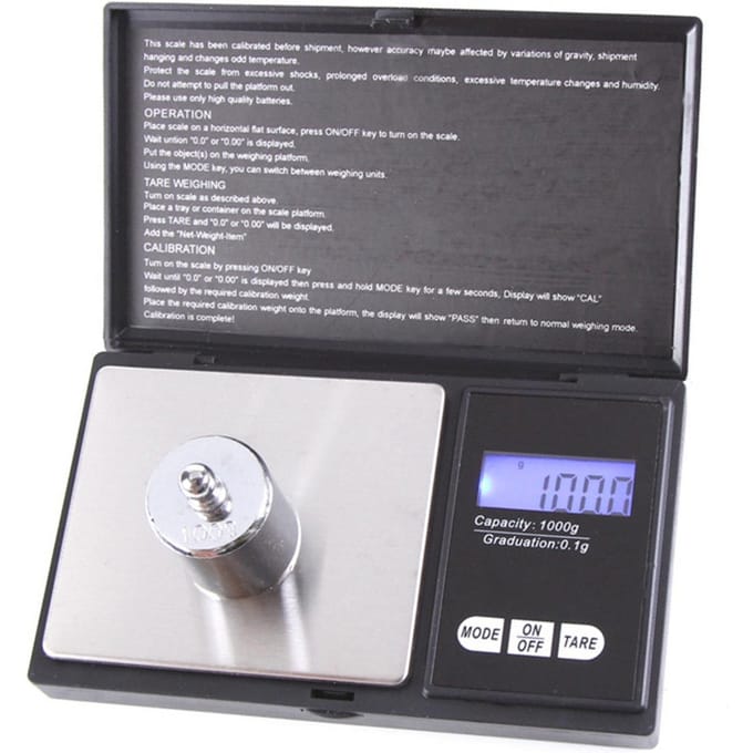 Digitale weegschaal met achtergrondverlichting, LCD-scherm, nauwkeurige meting, elektronische voedselweegschaal voor keuken, sieraden, 1000 g gray