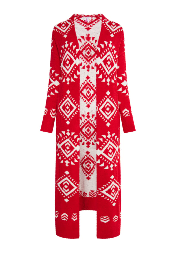 IZIA Longcardigan Dames rood wit