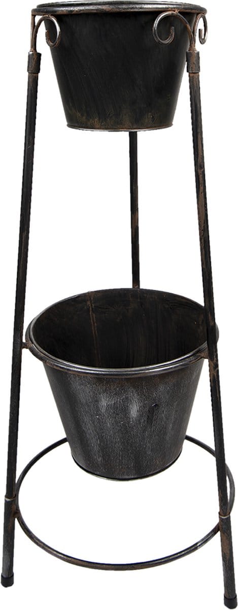 Clayre & Eef Bloempot 79 cm Zwart IJzer