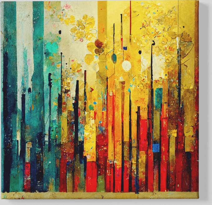Vierkant Canvas Schilderij - Kleurrijke Abstract - 100x100-x2 cm