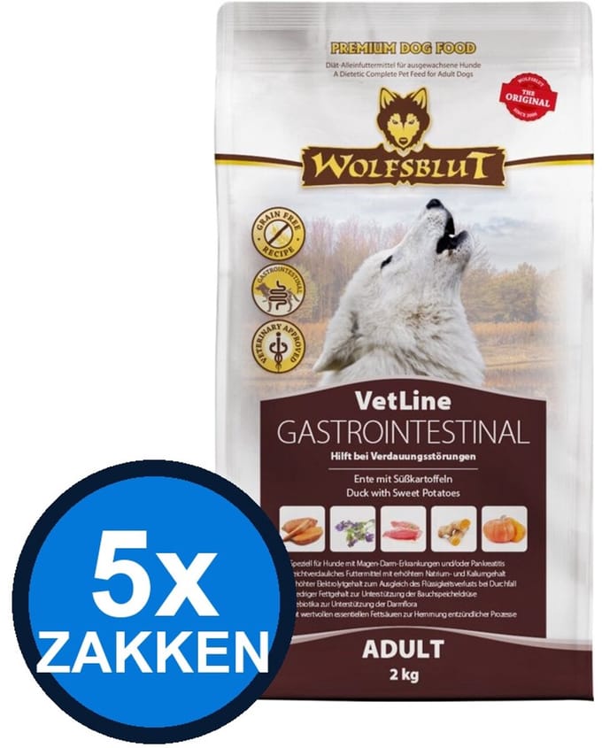 5x Wolfsblut - VetLine Gastrointestinal - Hondenvoer Droogvoer - 2 kg