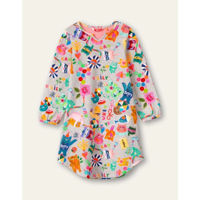 Oilily Dutje jersey nachthemd- maat92/2T Grijs Melee