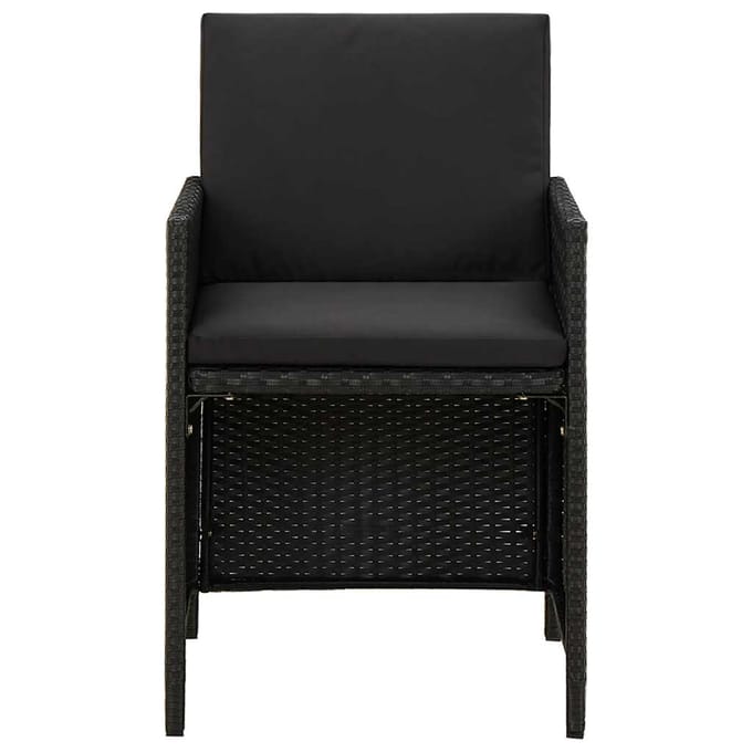 vidaXL - Tuinstoelen - 2 - st - met - kussens - poly - rattan - zwart