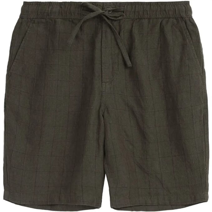 Linnen Geruite Shorts KnowledgeCotton Apparel Fig
