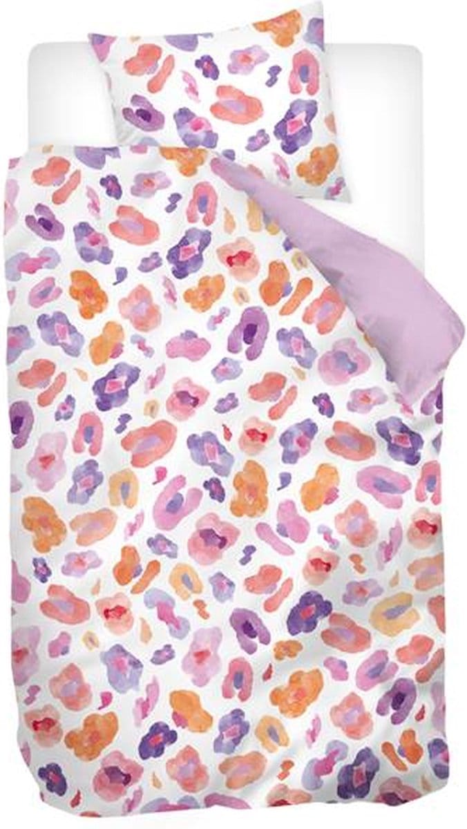 Snoozing Noraly Dekbedovertrek - Flanel - Junior - 120x150 cm + 1 sloop) - Roze/Paars