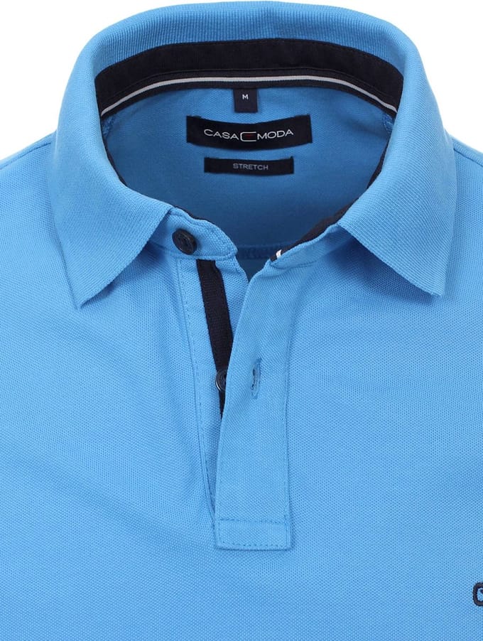Casa Moda Polo Shirt Comfort Fit Effen Stretch Blauw - M
