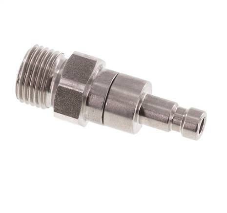 RVS DN 2.7 (Micro) Luchtkoppeling Insteeknippel G 1/8 inch Buitendraad Double Shut-Off - CLP2-M-S-SV-018